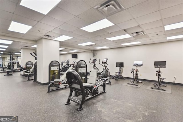 620 Peachtree St NE Unit 403, Atlanta, GA 30308 - gym with a paneled ceiling and baseboards