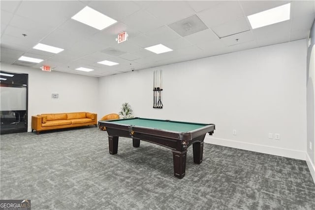 620 Peachtree St NE Unit 403, Atlanta, GA 30308 - recreation room with carpet floors, a drop ceiling, pool table, and baseboards