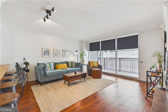 620 Peachtree St NE Unit 403, Atlanta, GA 30308 - living room with wood finished floors and track lighting
