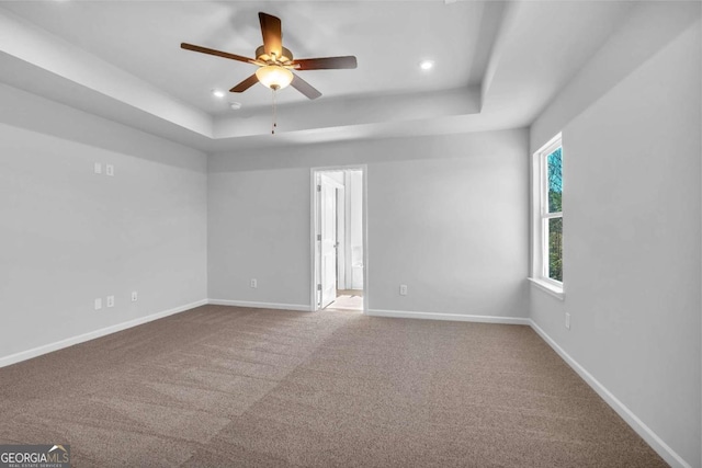 16 Grove Pointe Way SE, Cartersville, GA 30120 - carpeted empty room with a tray ceiling, recessed lighting, ceiling fan, and baseboards