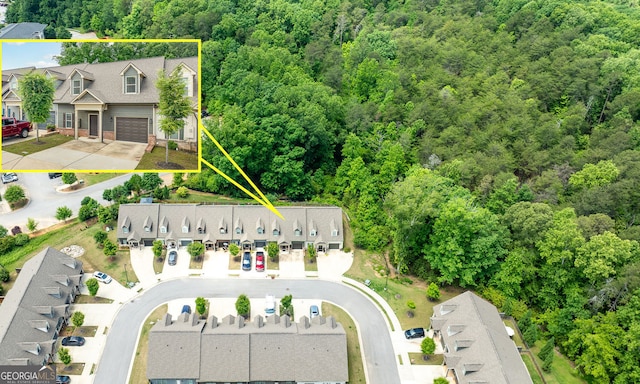 3875 Valley View Ct, Gainesville, GA 30501 - aerial view of residential area featuring property boundaries highlighted and a heavily wooded area