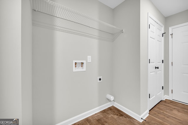 350 Maple St, Hartwell, GA 30643 - laundry area with hookup for an electric dryer, hookup for a washing machine, and wood finished floors