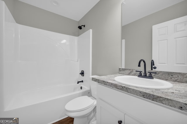 350 Maple St, Hartwell, GA 30643 - full bathroom with vanity, bathtub / shower combination, and wood finished floors