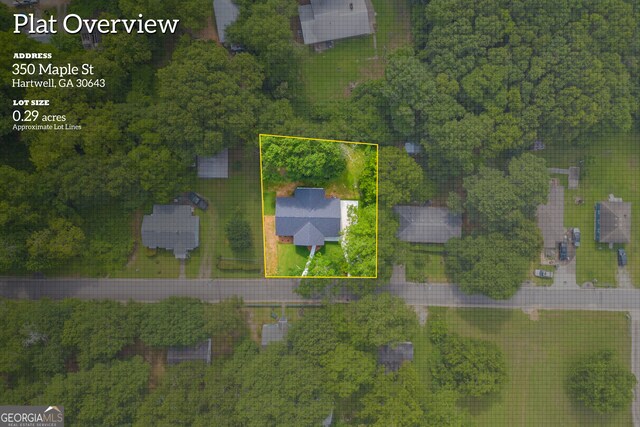 350 Maple St, Hartwell, GA 30643 - aerial view of property's location featuring property boundaries highlighted