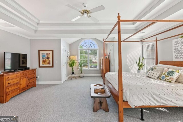 1316 Wind Chime Ct, Lawrenceville, GA 30045 - bedroom featuring carpet, crown molding, baseboards, and a raised ceiling