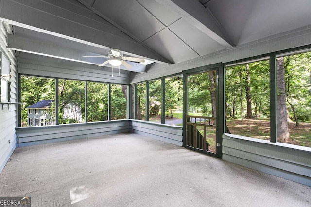 1909 Winding Creek Ln SW, Marietta, GA 30064 - unfurnished sunroom with ceiling fan, plenty of natural light, and vaulted ceiling