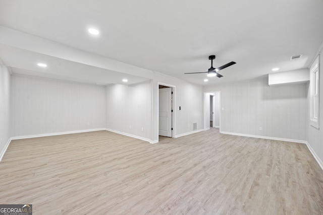 4058 Daron Ct, Ellenwood, GA 30294 - finished below grade area featuring light wood-style floors, a ceiling fan, recessed lighting, and baseboards