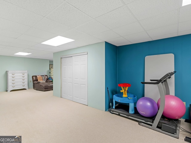 8117 Spivey Rd, Jonesboro, GA 30236 - exercise room featuring carpet floors and a paneled ceiling