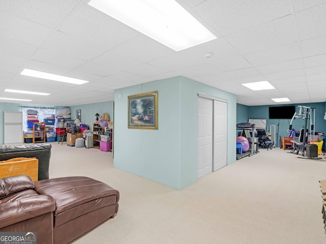8117 Spivey Rd, Jonesboro, GA 30236 - rec room featuring carpet and a paneled ceiling
