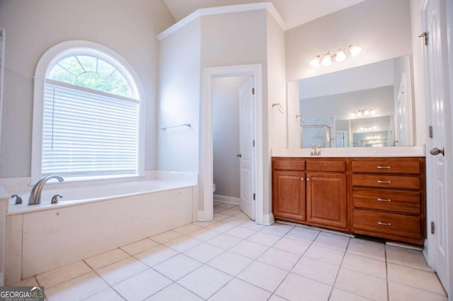 5995 Azalea Ridge Dr, Douglasville, GA 30135 - bathroom with a bath, vanity, toilet, and tile patterned floors