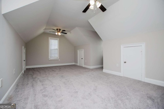 5995 Azalea Ridge Dr, Douglasville, GA 30135 - additional living space featuring ceiling fan, carpet floors, lofted ceiling, and baseboards