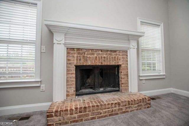 5995 Azalea Ridge Dr, Douglasville, GA 30135 - detailed view of carpet floors, baseboards, and a fireplace