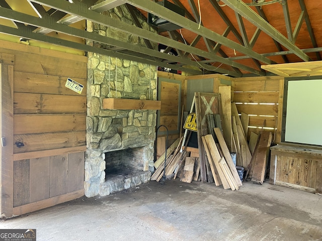 unfurnished living room with a fireplace