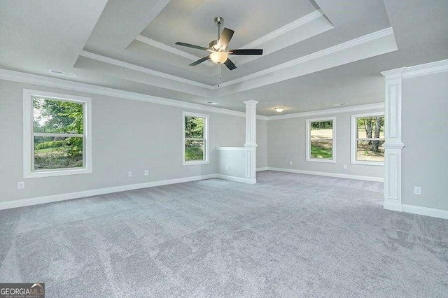 3018 Old Covington Rd Unit 3, Covington, GA 30014 - unfurnished room with a raised ceiling, healthy amount of natural light, carpet flooring, and crown molding
