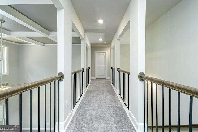3018 Old Covington Rd Unit 3, Covington, GA 30014 - hall featuring recessed lighting, carpet floors, and beam ceiling