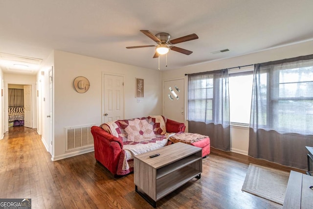 1902 Athens Hwy, Jefferson, GA 30549 - living room featuring ceiling fan and wood finished floors
