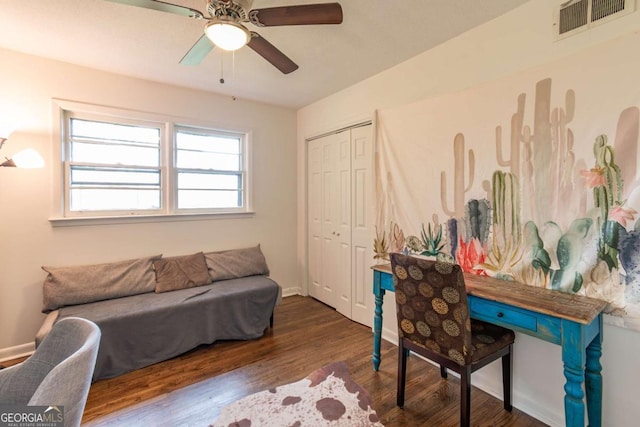 1902 Athens Hwy, Jefferson, GA 30549 - bedroom with wood finished floors, a closet, and ceiling fan