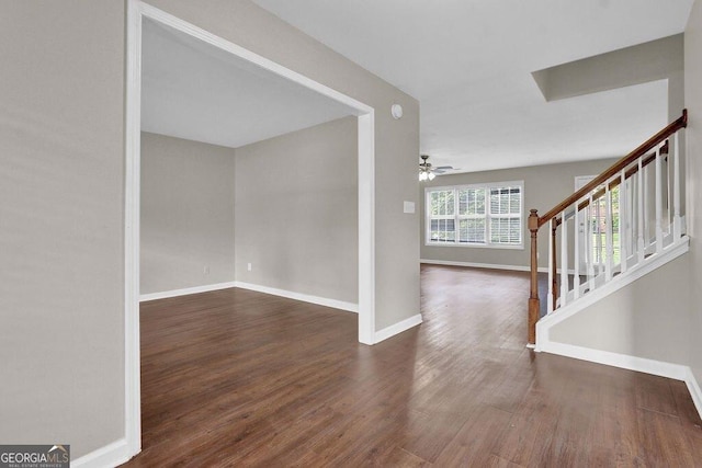 1280 Chandler Ridge Dr, Lawrenceville, GA 30045 - entrance foyer featuring wood finished floors, stairway, and a ceiling fan