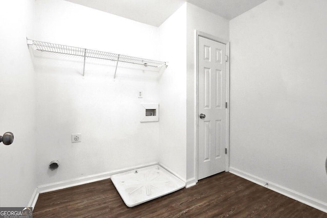1280 Chandler Ridge Dr, Lawrenceville, GA 30045 - laundry room with electric dryer hookup, dark wood-type flooring, and washer hookup