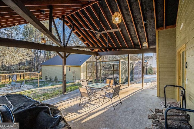 128 Graybrook Ct, Grayson, GA 30017 - unfurnished sunroom featuring lofted ceiling and outdoor dining space