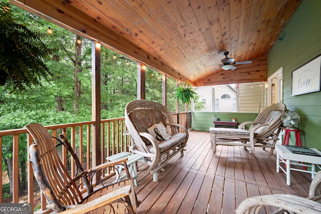 138 Knightwood Pt, Acworth, GA 30101 - wooden terrace with a ceiling fan