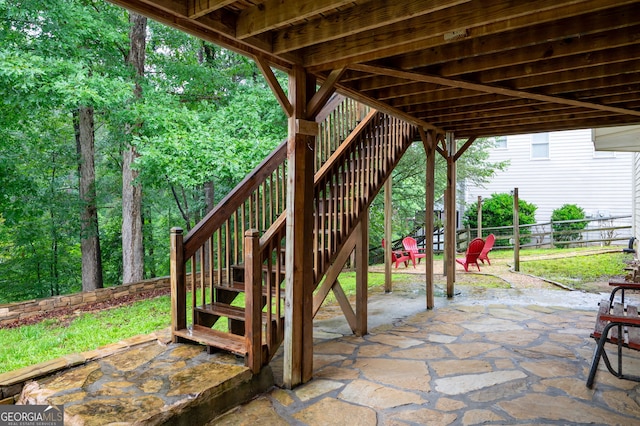 138 Knightwood Pt, Acworth, GA 30101 - view of patio / terrace featuring stairway