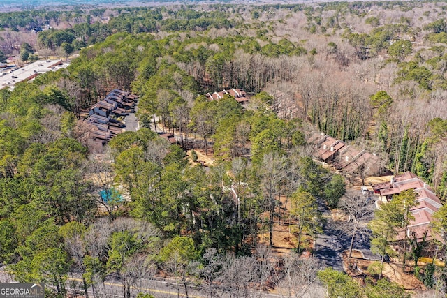 aerial view of a heavily wooded area