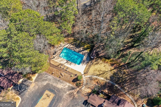 aerial view of a pool