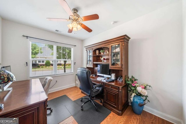 306 Cherokee Station Cir, Woodstock, GA 30188 - office space featuring light wood-type flooring and ceiling fan