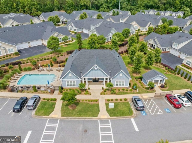 306 Cherokee Station Cir, Woodstock, GA 30188 - aerial perspective of suburban area featuring a pool area