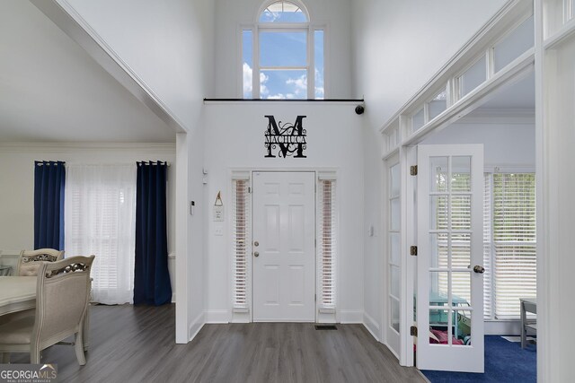 20 Allie Dr, Mcdonough, GA 30252 - foyer entrance featuring a high ceiling, wood finished floors, and baseboards