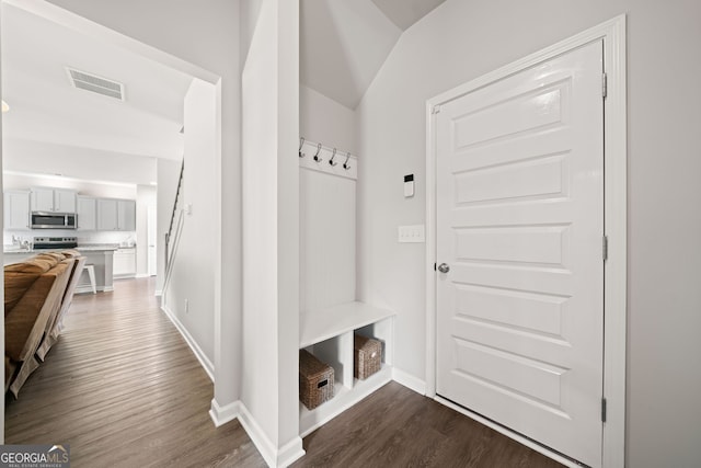 433 Crystal Way, Cornelia, GA 30531 - mudroom featuring dark wood-style floors and baseboards