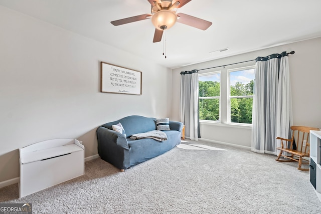 433 Crystal Way, Cornelia, GA 30531 - living area featuring carpet, baseboards, and a ceiling fan