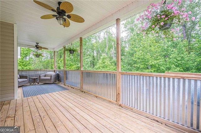 188 Cooper Creek Dr, Dallas, GA 30157 - wooden deck with a ceiling fan and an outdoor hangout area