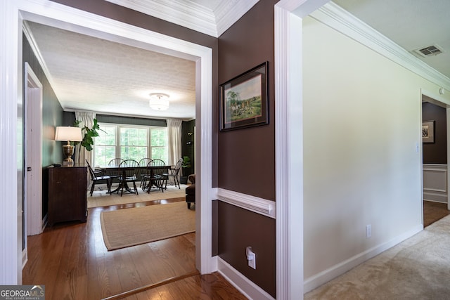 347 Brookridge Dr, Lagrange, GA 30241 - hall featuring ornamental molding, baseboards, and wood finished floors