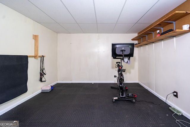 347 Brookridge Dr, Lagrange, GA 30241 - exercise area featuring baseboards and a paneled ceiling