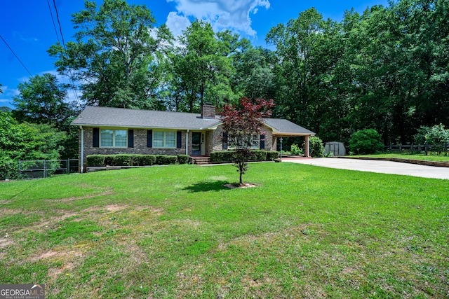 347 Brookridge Dr, Lagrange, GA 30241 - ranch-style home featuring concrete driveway, a chimney, brick siding, and an attached carport