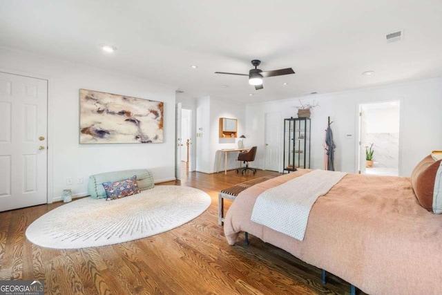 4411 Paces Battle NW, Atlanta, GA 30327 - bedroom with wood finished floors, recessed lighting, ceiling fan, and ensuite bathroom
