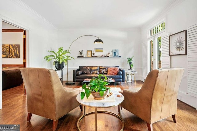 4411 Paces Battle NW, Atlanta, GA 30327 - living area featuring wood finished floors and ornamental molding
