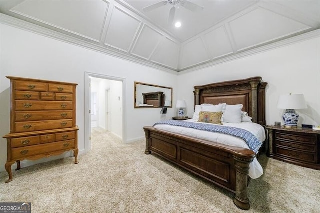 4470 Crestwicke Pointe, Atlanta, GA 30319 - bedroom featuring light carpet, crown molding, and a ceiling fan