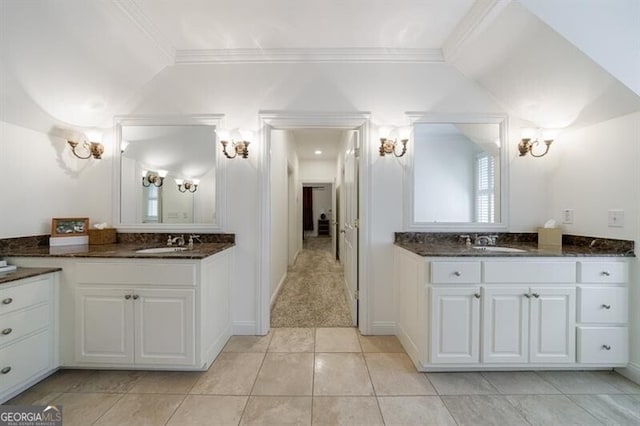 4470 Crestwicke Pointe, Atlanta, GA 30319 - full bath with crown molding, tile patterned floors, and two vanities