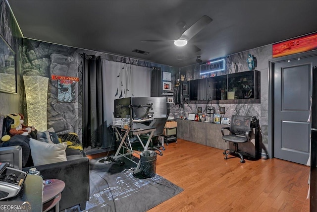 138 Lakestone Pkwy, Woodstock, GA 30188 - office with ceiling fan and wood finished floors