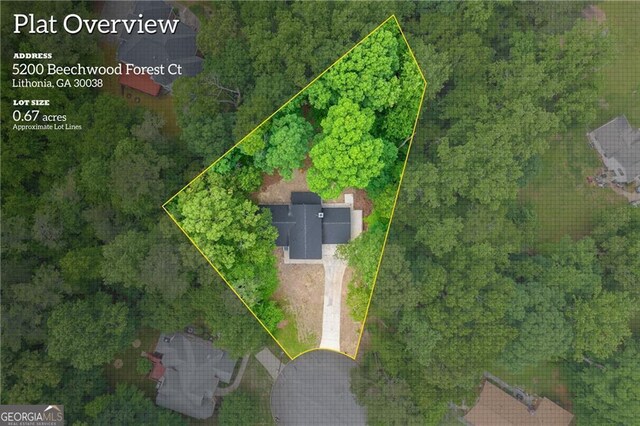 5200 Beechwood Forest Ct, Lithonia, GA 30038 - aerial view of property's location with property boundaries highlighted