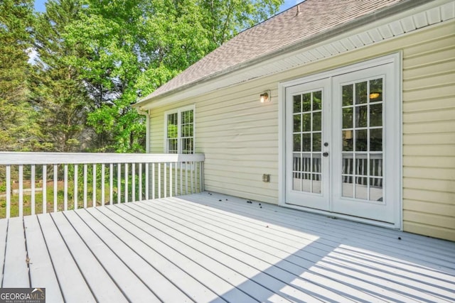 wooden deck with french doors