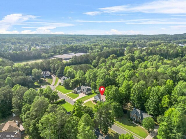 aerial view of a heavily wooded area