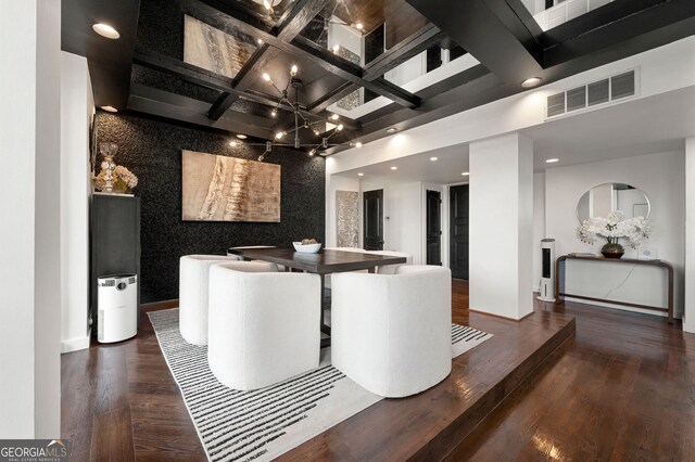 130 26th St NW Unit 801, Atlanta, GA 30309 - reception with coffered ceiling, a chandelier, recessed lighting, and beam ceiling