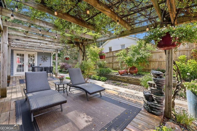 1280 Sherry Dr, Alpharetta, GA 30009 - wooden deck featuring a fenced backyard and a pergola