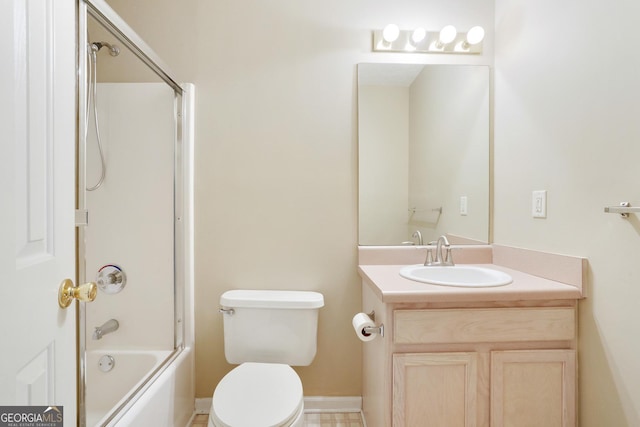 259 Pine Valley Dr, Powder Springs, GA 30127 - bathroom with vanity and shower / bath combination with glass door