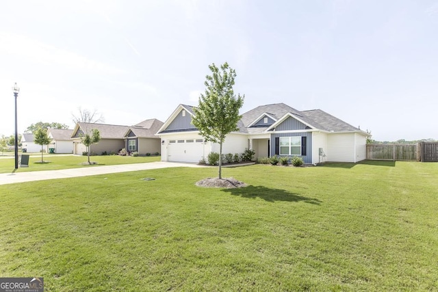 single story home featuring driveway, an attached garage, and board and batten siding