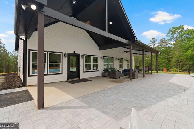 view of patio / terrace featuring outdoor lounge area and ceiling fan